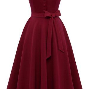 Women's Vintage Tea Dress, Short Sleeve Cocktail Party Dress Work Church Casual